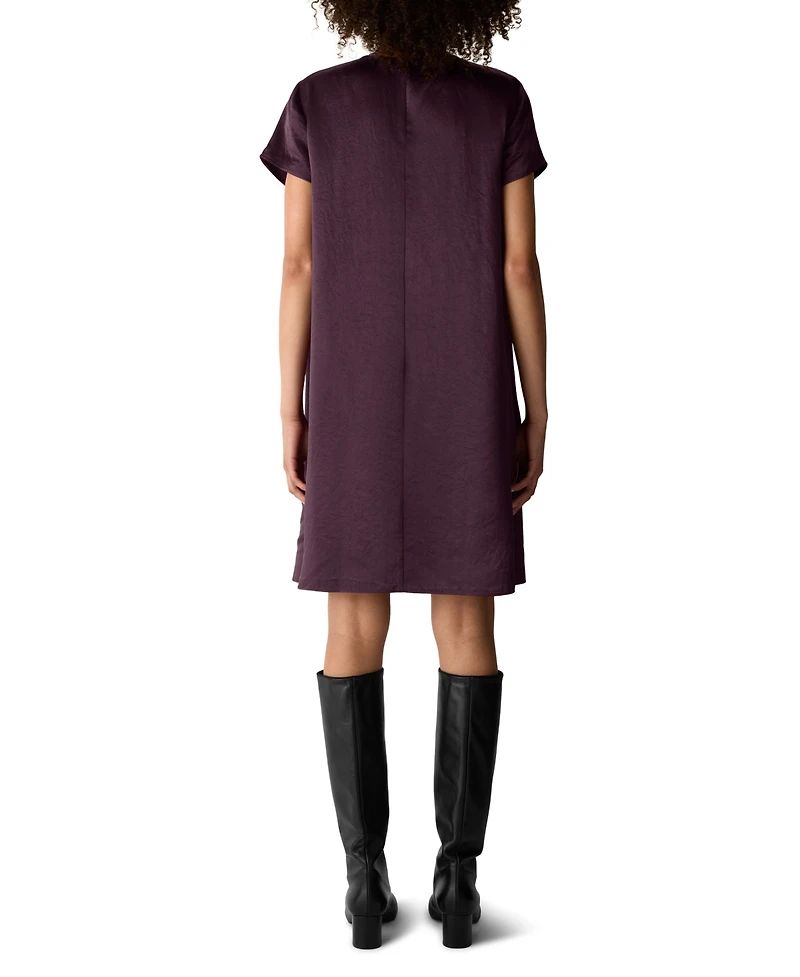 Eileen Fisher Women's Round Neck Short-Sleeve Knee-Length Dress