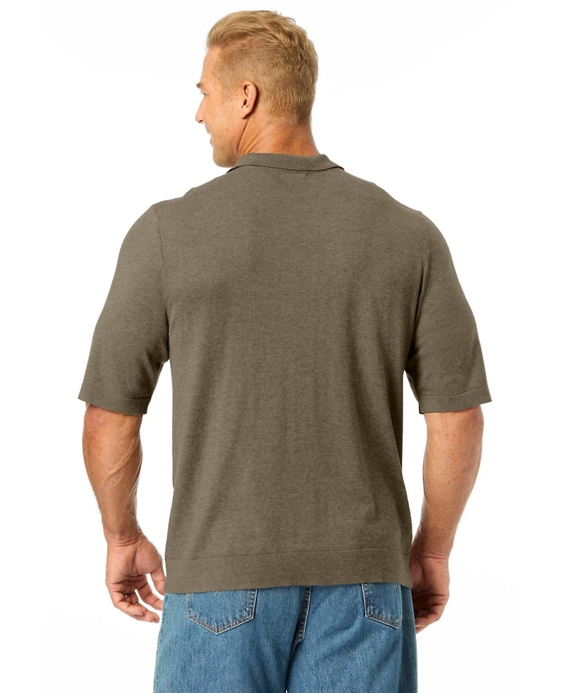 KingSize Men's Big & Tall No Tuck Cable-Knit Pullover Polo