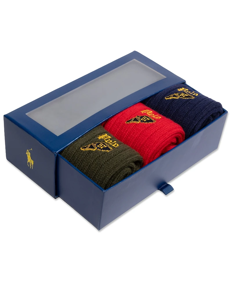 Polo Ralph Lauren Lambswool-Blend Ribbed Boot 3-Pair Socks Set