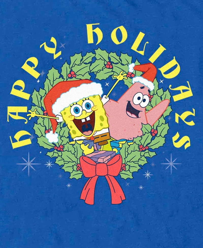 Fifth Sun Men's SpongeBob Holiday Wreath Joy T-Shirt