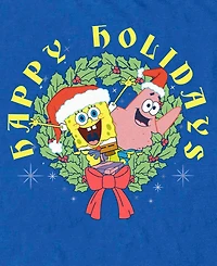 Fifth Sun Men's SpongeBob Holiday Wreath Joy T-Shirt
