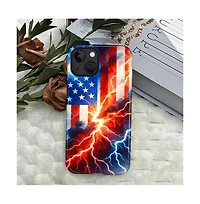 Lisen Lightning of Liberty 2-Layer Anti-Slip Grip Raised Camera Ring Phone Case for Apple iPhone 15