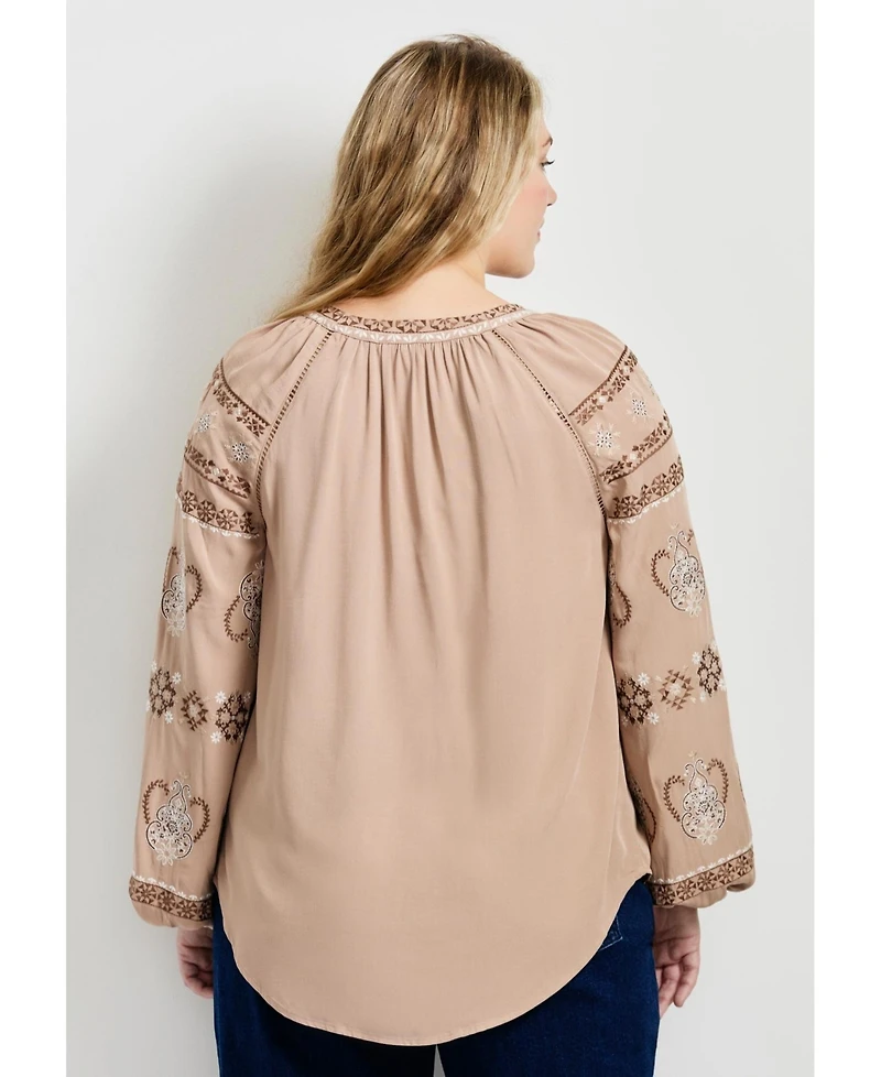 Avenue Women's Plus Angelina Embroidered Blouse