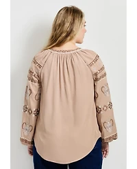 Avenue Women's Plus Angelina Embroidered Blouse
