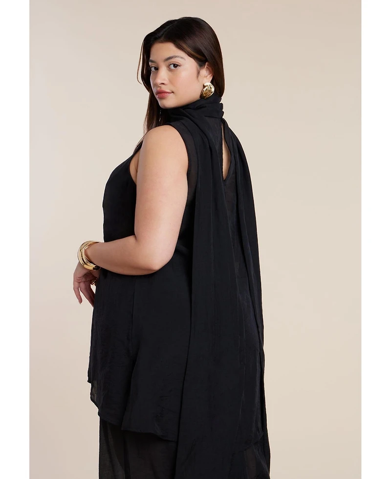 Eloquii Women's Sheer Neck-Tie Tunic