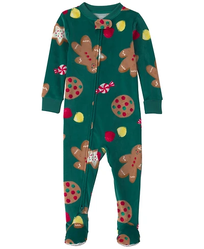 Carter's Boys' and Girls' Gingerbread-Print Christmas Footed One-Piece Pajama