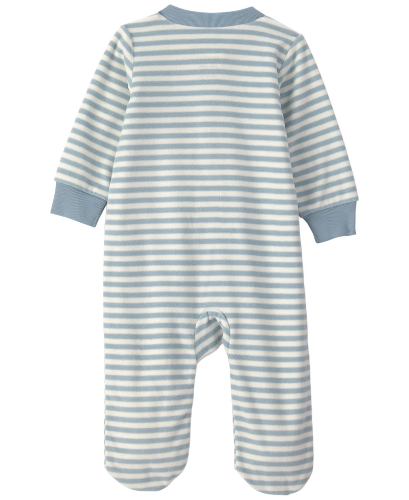 Carter's Boys' and Girls' Milk & Cookies 2-Way Zip Striped Fleece Sleep Play Pajamas