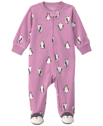Carter's Baby Girls' Footed Penguin Applique 2-Way Zip Onesie