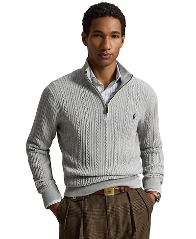 Polo Ralph Lauren Men's Cable-Knit Mockneck Quarter-Zip Sweater