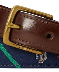 Polo Ralph Lauren Men's Bear Leather Trim Stripe Belt