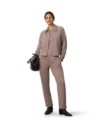 Cable & Gauge Women's Ponte Cuffed Shacket and Pants Set