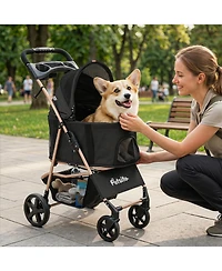 Gymax 3-in-1 Pet Stroller for Small Medium Dogs w/ Detachable Carrier Cup Holder