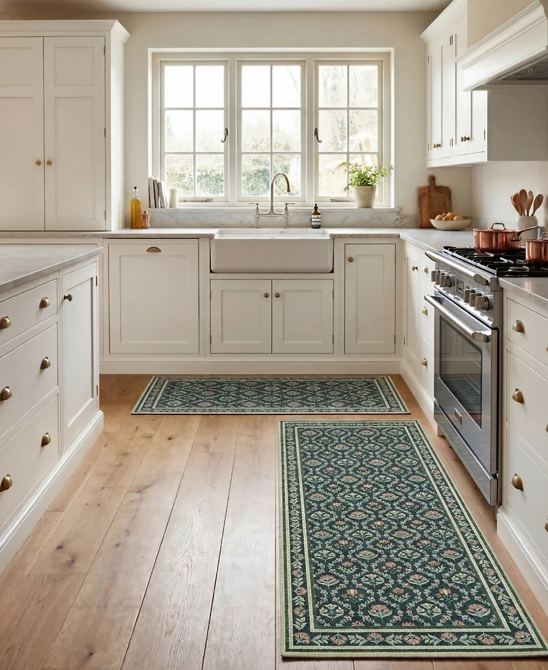 Laura Ashley Barrington Floral Slip Resistant 2-Piece Rug Set
