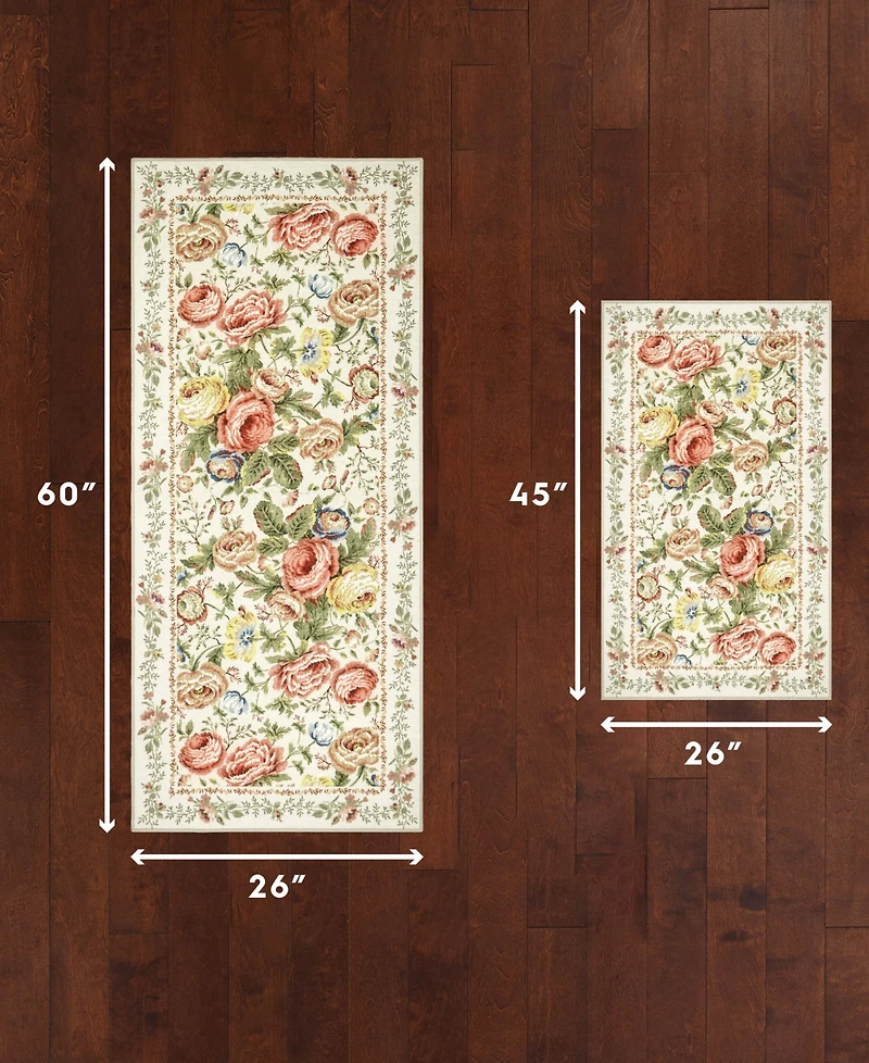 Laura Ashley Uffington Roses Border Floral 2-Piece Rug Set