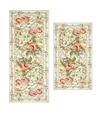 Laura Ashley Uffington Roses Border Floral 2-Piece Rug Set