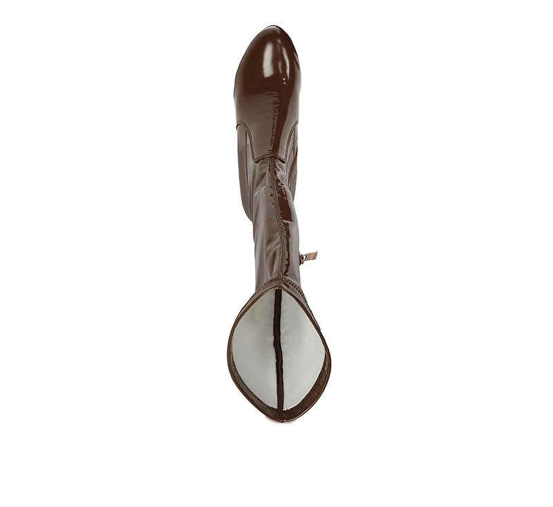 Shawtie High Heel Stretch Patent Calf Boots