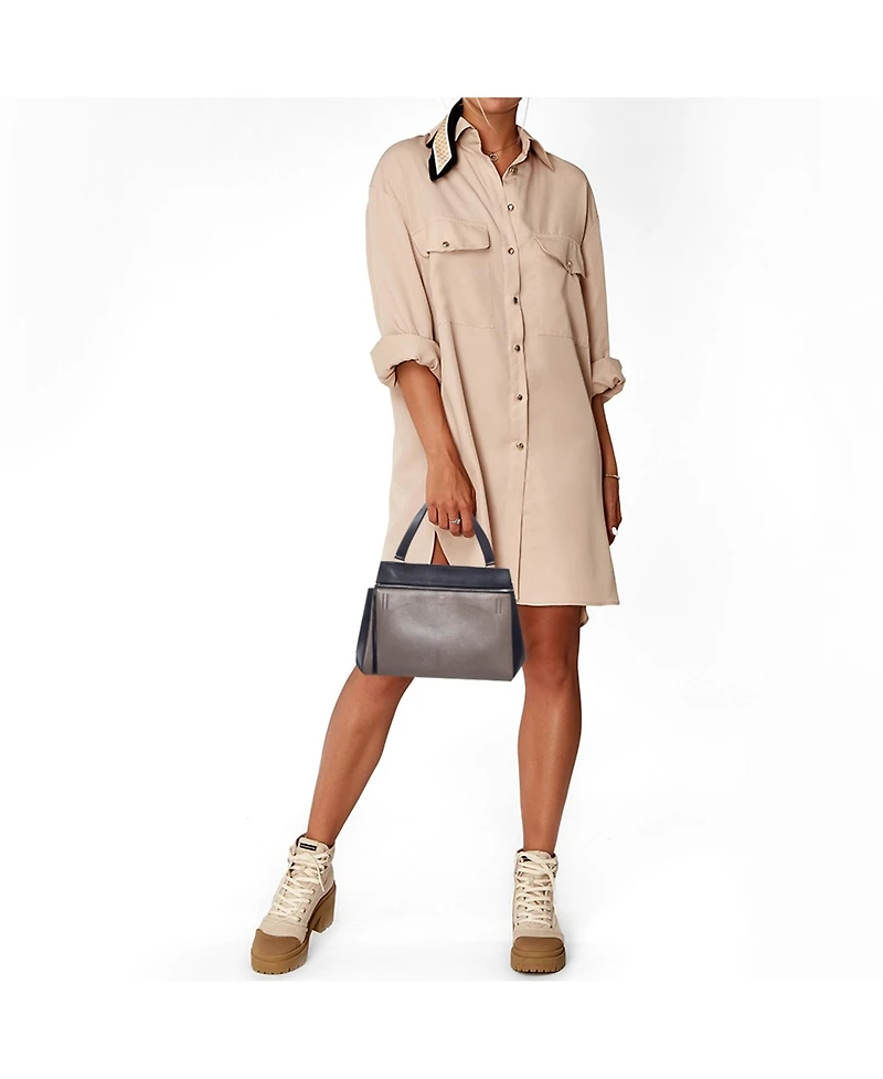 Pre-Owned Celine Women's Edge Large Two-Tone Leather Top Handle Bag