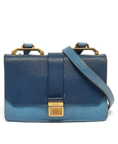 Pre-Owned Miu Miu Women's Two-Tone Madras Leather Flap Crossbody Bag