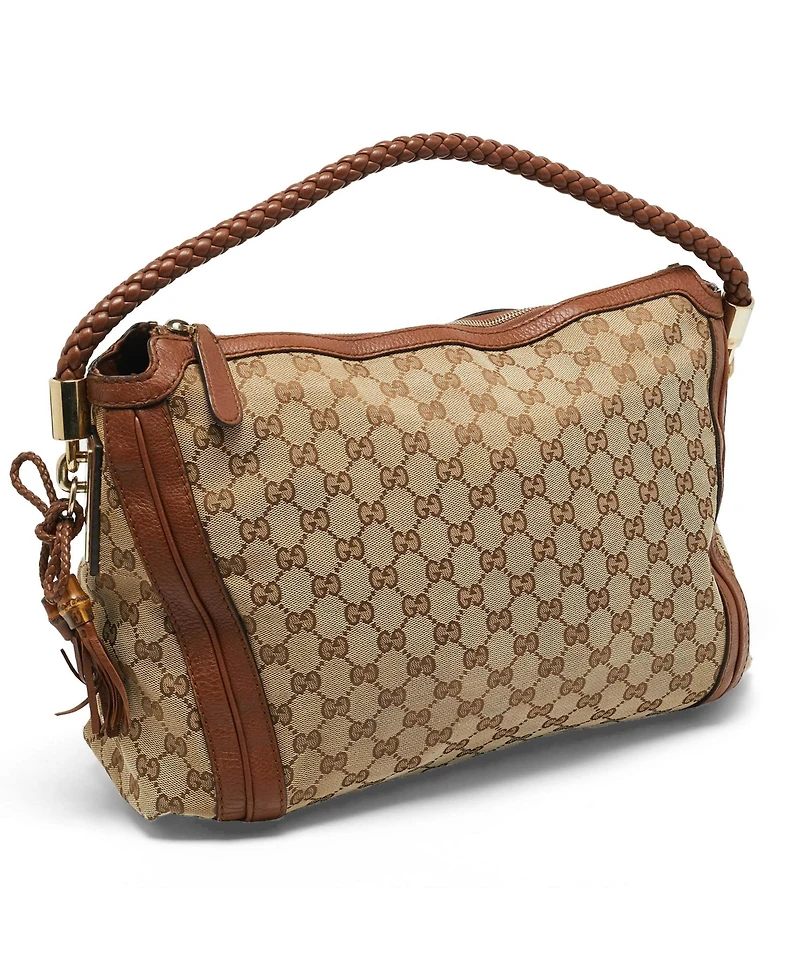 Pre-Owned Gucci Women's Bella Gg Canvas and Leather Hobo Bag