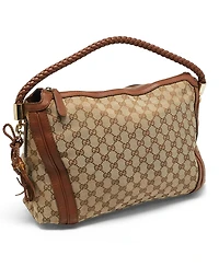 Pre-Owned Gucci Women's Bella Gg Canvas and Leather Hobo Bag