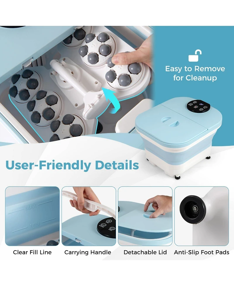 Ecooso Collapsible Foot Spa Massager Foot Bath Tub with Heat Shower and Timer