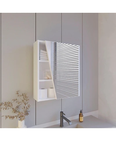 Fm Furniture Pinedale Medicine Cabinet with Mirrored Door and Open Storage