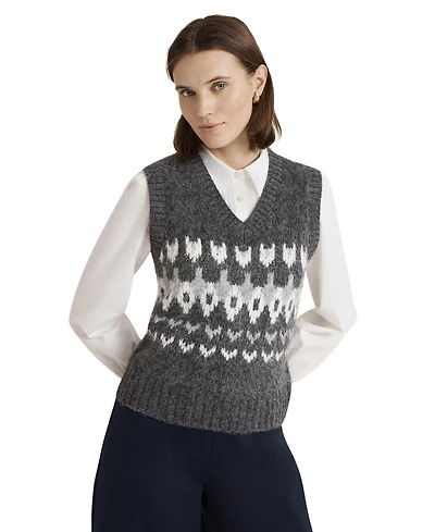 Finery London Women's Courtney Fair Isle V-Neck Sleeveless Sweater Vest