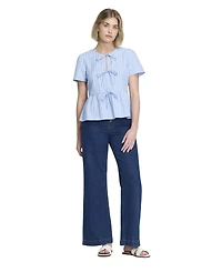 Finery London Women's Bridie Peplum Tie-Front Short-Sleeve Blouse