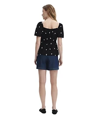 Finery London Women's Holly Floral-Embroidered Cotton Square Neck Top