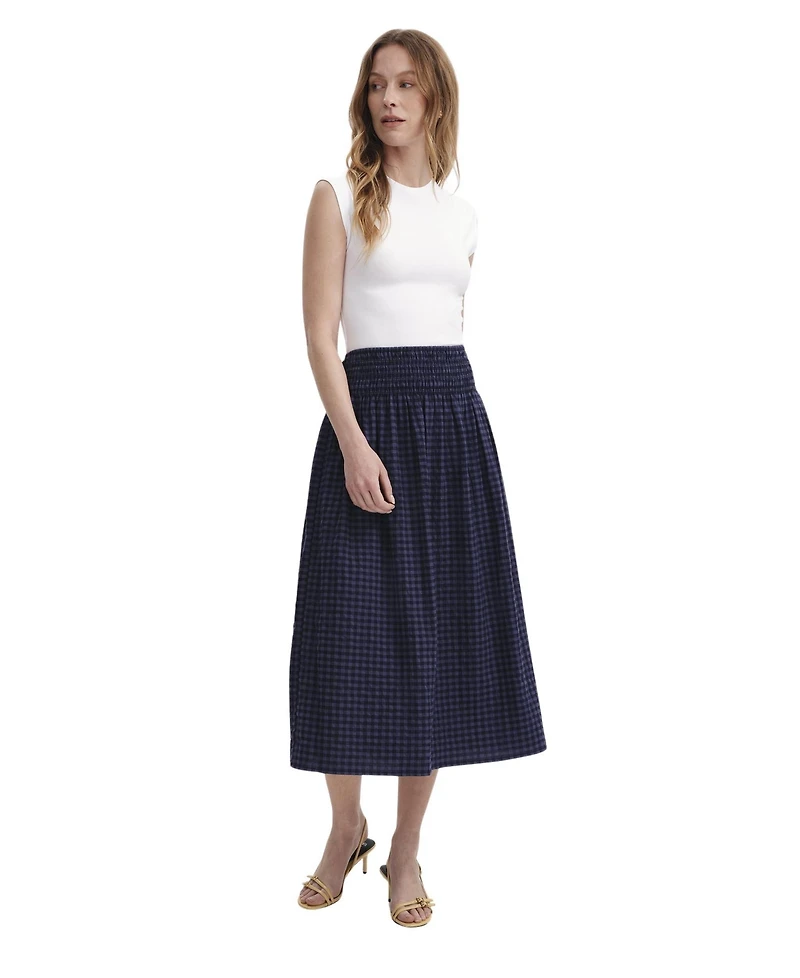 Finery London Women's Vanessa Gingham Seersucker Midi Skirt