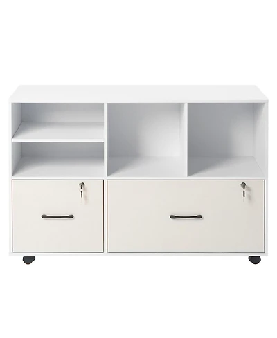 Slickblue 2 Drawer Mobile File Cabinet with Adjustable Storage Shelves