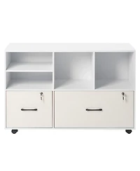 Slickblue 2 Drawer Mobile File Cabinet with Adjustable Storage Shelves
