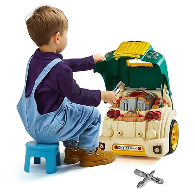 Sugift Mechanic Engine Lights, Sounds and Steering Wheel 60-Piece Playset, Ages 3+