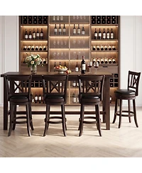 Gymax Set of 4 Bar Stools 26'' Swivel Bar Chairs w/ Footrest Hollowed Backrest