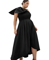 City Chic Plus Captivate One-Shoulder Fit & Flare Hi-Lo Dress