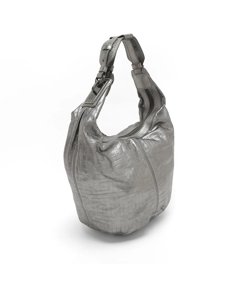 Pre-Owned Givenchy Women's Monogram Embossed Metallic Leather Hobo Bag