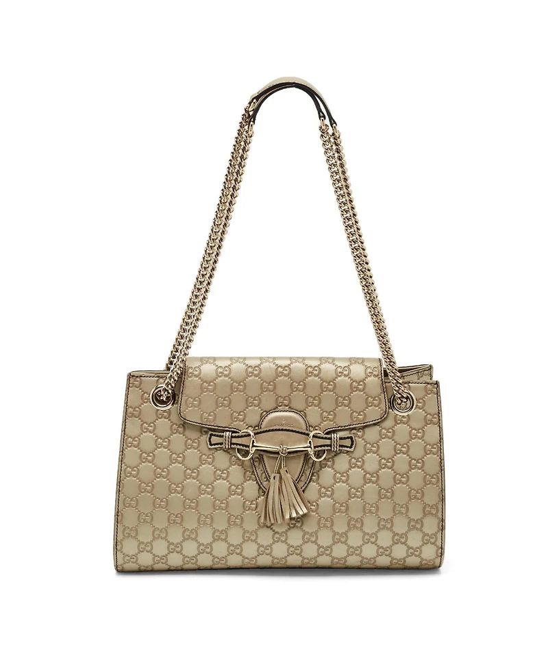 Pre-Owned Gucci Women's Emily Large Gucci Sima Leather Chain Shoulder Bag
