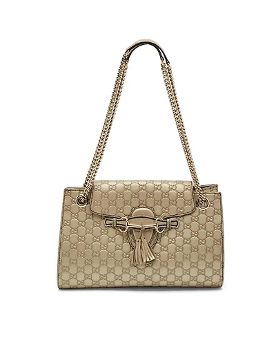 Pre-Owned Gucci Women's Emily Large Gucci Sima Leather Chain Shoulder Bag