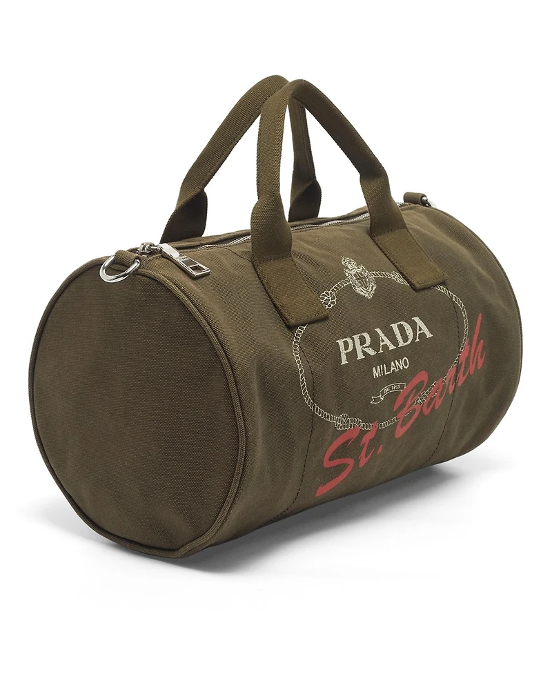 Pre-Owned Prada Women's St. Barth Logo Canvas Boston Bag