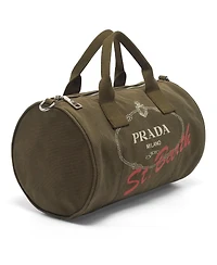 Pre-Owned Prada Women's St. Barth Logo Canvas Boston Bag