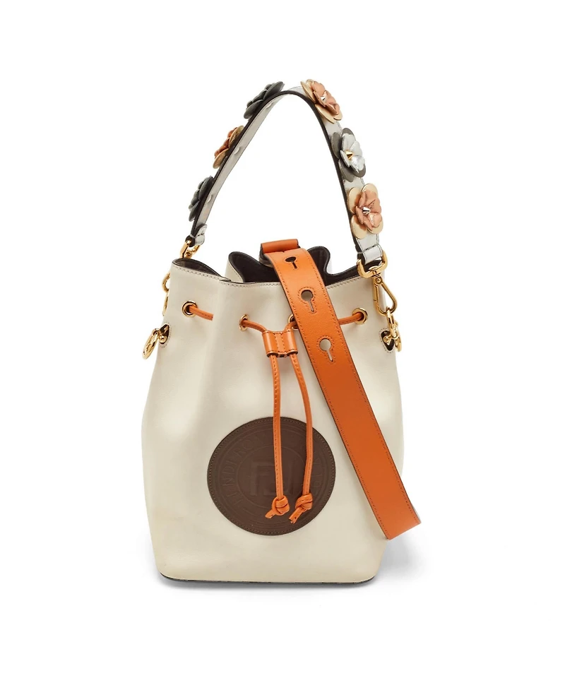 Pre-Owned Fendi Women's Mon Tresor Mini Leather Bucket Bag with Floral Strap