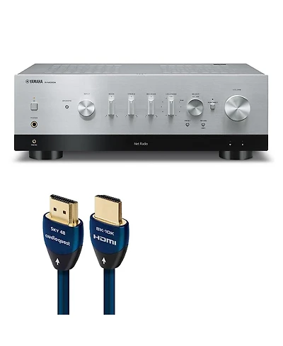 Yamaha R-N1000A Stereo Network Receiver with AudioQuest Sky Hdmi Cable Bundle
