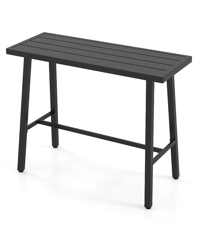 Mecale 46 in Long Metal Counter Height Bar Table with Footrest