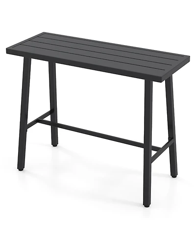 Mecale 46 in Long Metal Counter Height Bar Table with Footrest