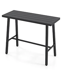 Mecale 46 in Long Metal Counter Height Bar Table with Footrest