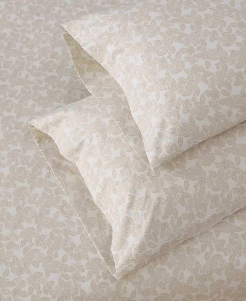 Tommy Bahama Home Frond Voyage Washed Percale 100% Cotton Breathable Deep Pocket 4-Piece Sheet Set, Queen