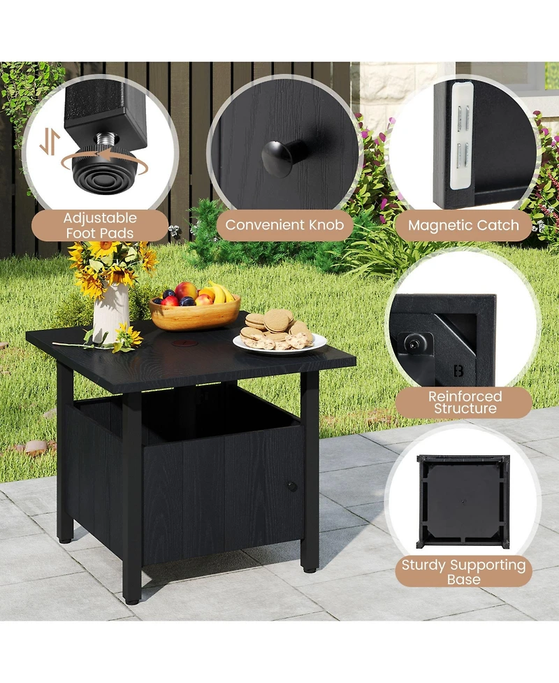Mecale 22 in Umbrella Side Table with 1.89 in Pole Hole and Sandbags