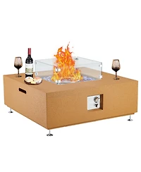 50,000 Btu Propane Fire Pit Table with Wind Guard, Glass Beads, Lid and Waterproof Cover, Convertible Outdoor Patio Table, 36"/56" Variations