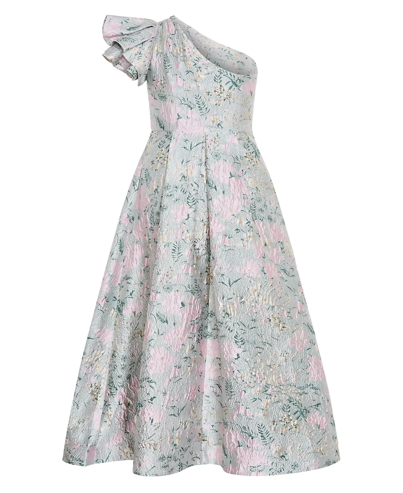 City Chic Plus Enchanting One-Shoulder Floral A-Line Maxi Dress