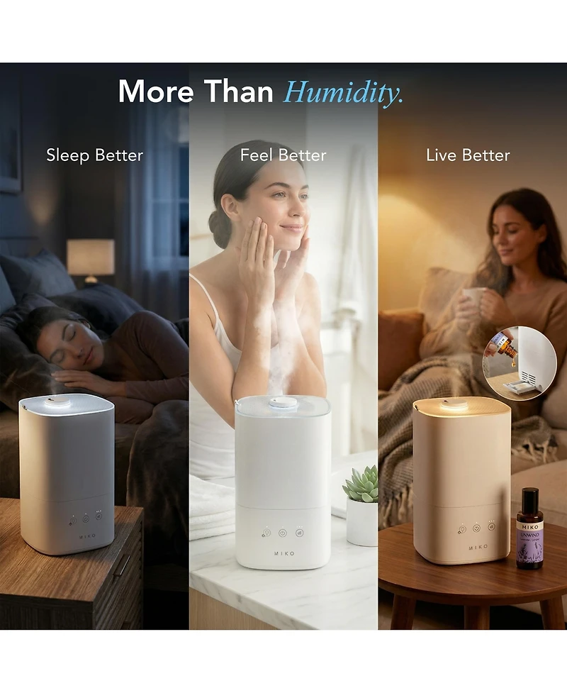 Miko Cool Mist Humidifier with App Control Breeze +